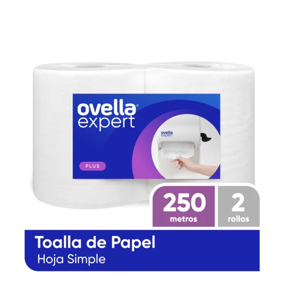 Toalla Jumbo Hoja Simple Pack 2 Rollos De 250 Metros Ovella